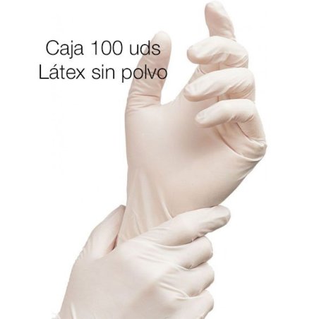 Guante de látex sin polvo blanco. Paquete 100 uds