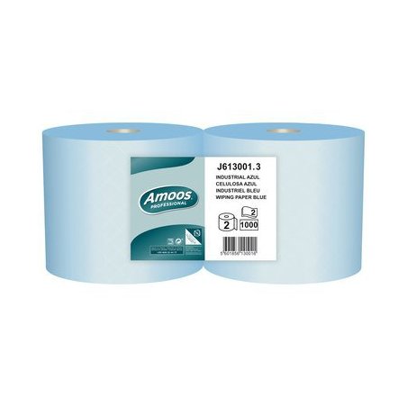 Rollo de Celulosa industrial 2 capas 100% Pasta lisa con precorte 365 mts