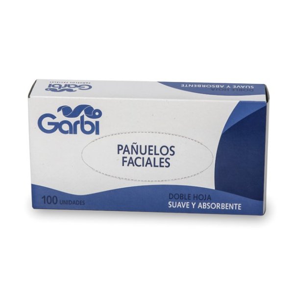 Pañuelos faciales de doble hoja suaves y absorbentes. Pack 40 cajas de 100 uds