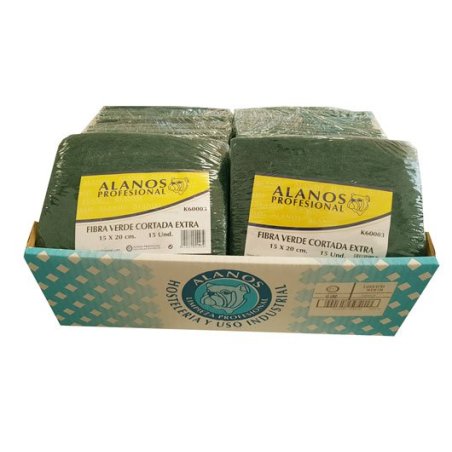 Estropajo de fibra verde cortada 19x16 cms 15 uds