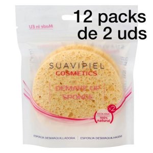 Esponja desmaquillante de celulosa. Caja 24 esponjas en packs de 2 uds