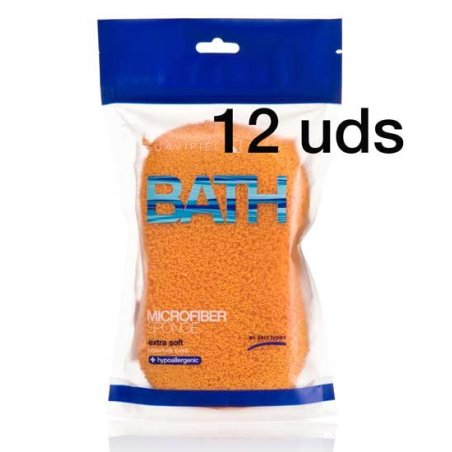 Esponjas de microfibra de baño extrasuaves. Pieles sensibles. Caja 12 uds