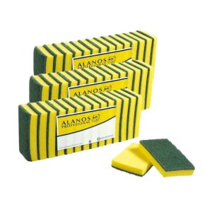 Estropajo de fibra verde con esponja 15x10 cm 14 uds