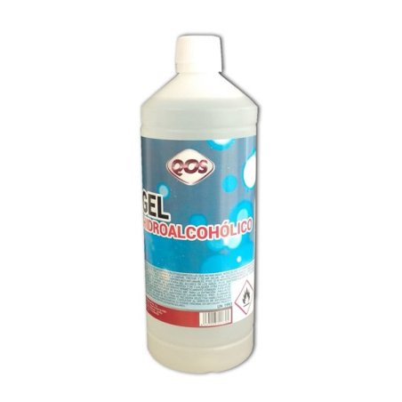 Gel hidroalcoholico desinfectante de manos QOS. Botella 1 litro