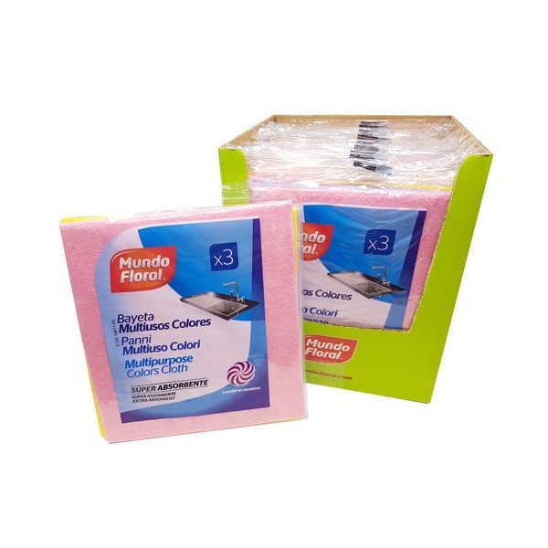 Bayetas multiusos súper absorbentes. Caja 45 bayetas en packs de 3 uds