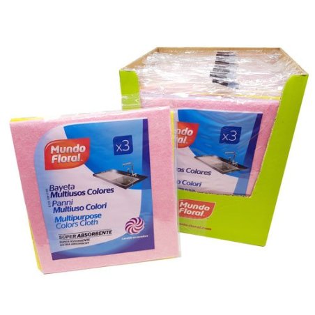 Bayetas multiusos súper absorbentes. Caja 45 bayetas en packs de 3 uds