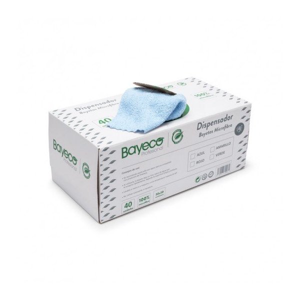 Bayetas de microfibra semidesechables BAYECO. Caja dispensador 40 uds