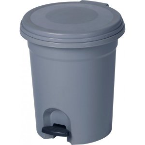 Caixote do lixo universal com tampa e pedal cinzentos. 16 litros