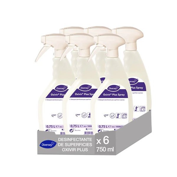 Diversey DI OXIVIR PLUS SPRAY desinfetante de superfícies 750 ml. Caixa 6 unidades