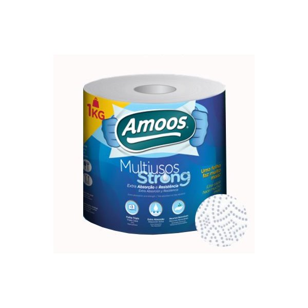 Rolo multiuso super absorvente forte Amoos. 3 camadas 1kg