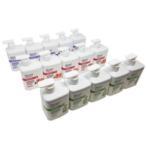 Embalagem multiaroma em gel hidroalcoólico Dicora. Aloe Vera, Pêssego e Lavanda 500 ml. Caixa 15 unidades