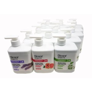 Pack multiaroma Dicora gel hidroalcohólico. Aloe Vera, Melocotón y Lavanda 500 ml. Caja 15 uds