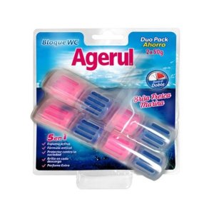 Agerul Bloque ambientador WC Duo 5 en 1 Brisa Marina 2x50 grs. Caja 10 uds