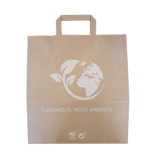 Bolsa de papel Kraft con asas decorado eco. Pack 50 uds