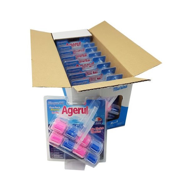 Agerul Bloque ambientador WC Duo 5 en 1 Brisa Marina 2x50 grs. Caja 10 uds