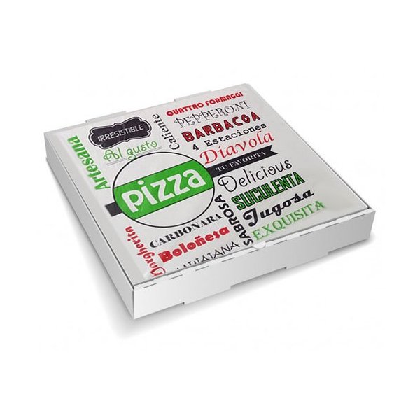 Caixa de pizza Kraft Chef 33x33x4 cm. Pacote de 100 unidades