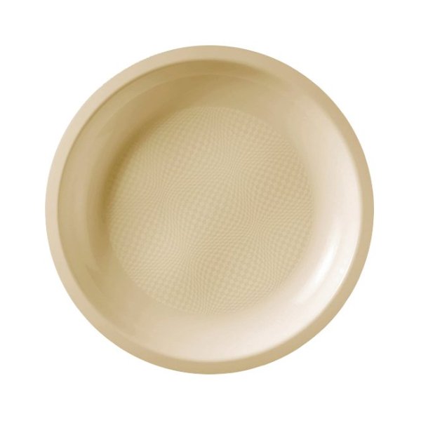 Platos llanos reutilizables color crema 22 cm. Pack 100 uds