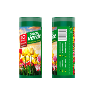 Saco verde jardín extra resistente 85x102 cm 120 L autocierre. Rollo 10 uds