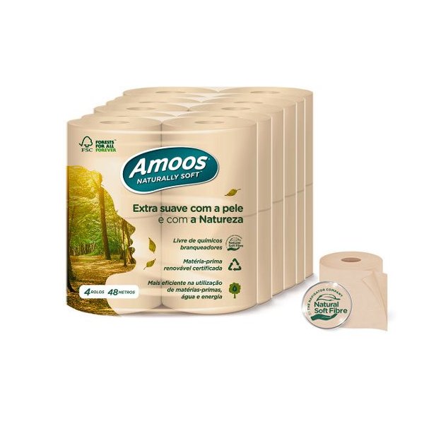 Papel higiênico doméstico ecológico Naturally Soft dupla camada. Pacote de 60 rolos