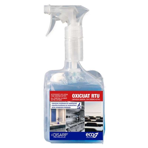 Detergente geral com oxigênio ativo OXICUART RTU DISARP 500 ml. Sistema de catraca ecologicamente correto ECO-Z