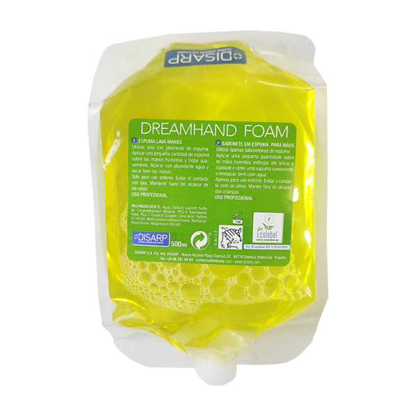 Espuma lava manos ecológico. DREAMHAND FOAM DISARP 500 ml Recambio dispensador