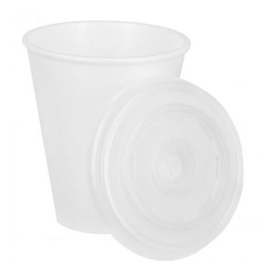 Vasos desechables térmicos de foam con tapadera 200cc. Pack 50 uds