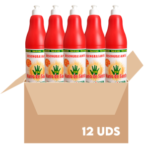 Mano de Santo Desengrasante quitamanchas multiusos. Caja 12 botellas push 1L