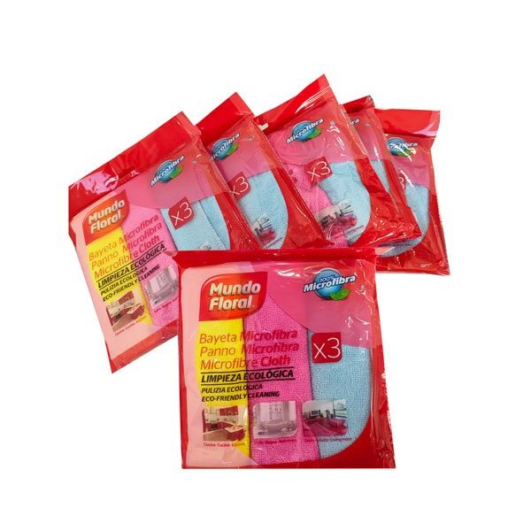 Bayeta Microfibra Pro Recycled 38x40 Roja - Pack 5 bayetas