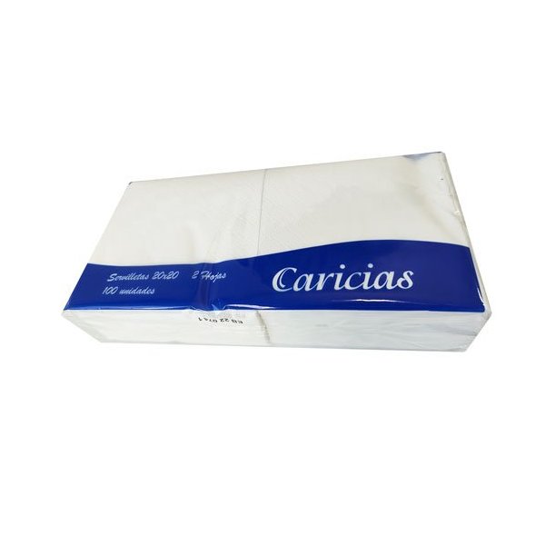 Servilletas Caricias tipo cocktail 10x10 cm plegadas. Caja 6000 uds
