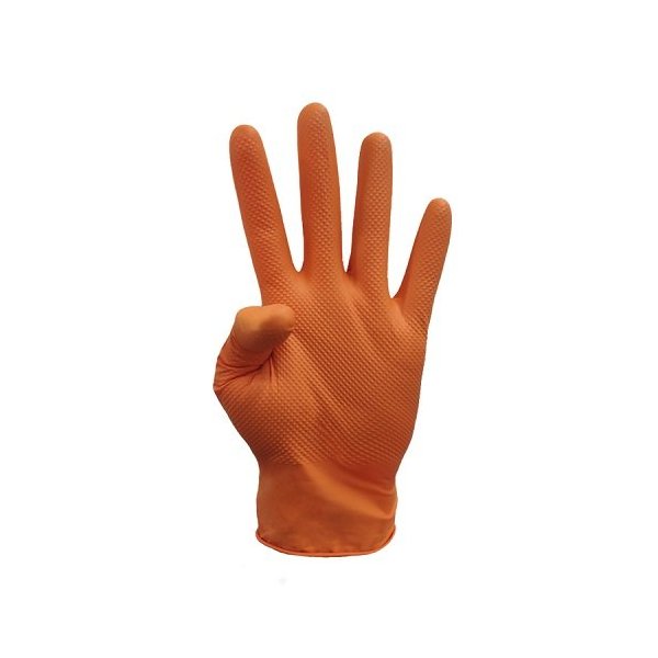 Guantes nitrilo sin polvo naranja Extreme Grip. Pack 50 uds