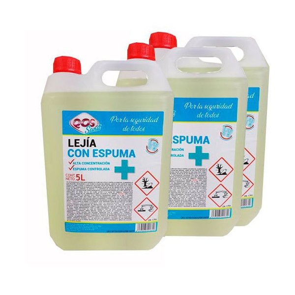 Lejía con detergente. Limpiador clorado. Caja 3 garrafas 5L