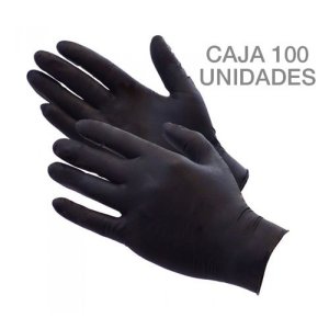 CAJA 100 GUANTES NITRILO NEGRO SIN POLVO : Talla - M