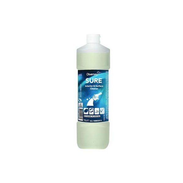 Diversey SURE Interior&Surface Cleaner. Detergente de interiores y superficies ecológico 1L