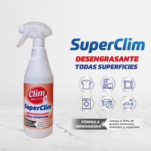 Embalagem multiusos SuperClim, desengordurante e produto de limpeza para casa de banho 3 peças 750 ml + 3 panos de microfibra