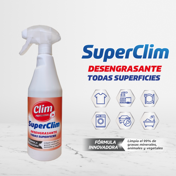 Kit SuperClim multiusos, desengrasante y limpiabaños + 3 bayetas microfibra
