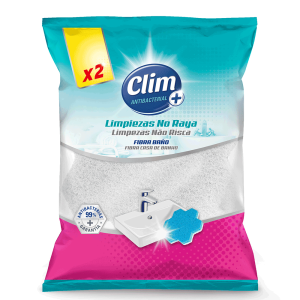 Clim Antibacterial Estropajo fibra baño no raya 2 uds. Caja 6 packs