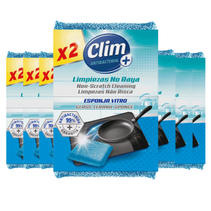 clim estropajo con esponja antibacterias especial baño duplo 2x1 - delaUz