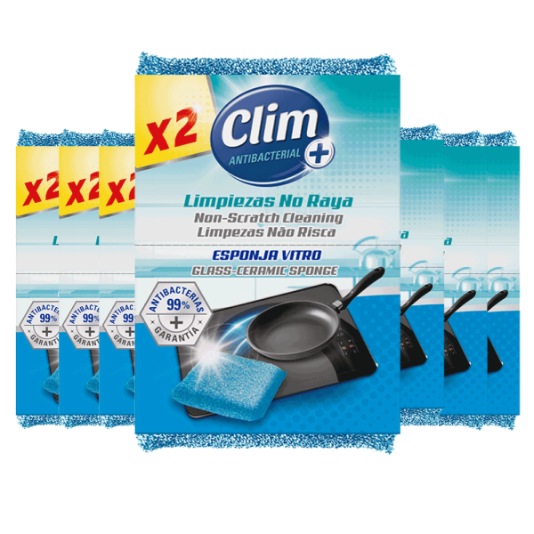 Esponja Clim Antibacterial especial vitrocerámica. Limpia sin rayar. Caja 16 uds