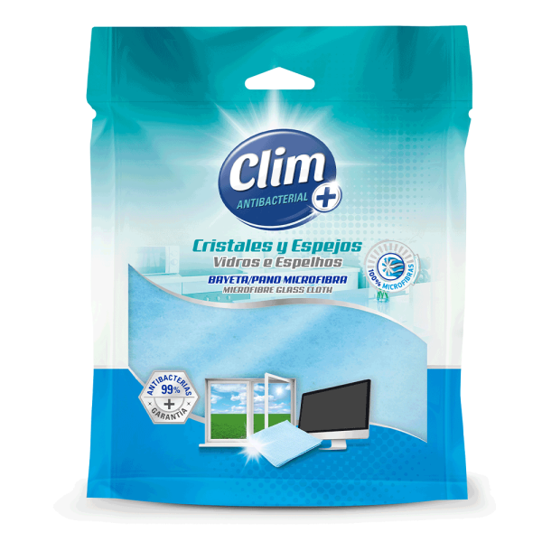 Bayeta microfibra Clim Antibacterial especial cristales y espejos. Pack 15 uds