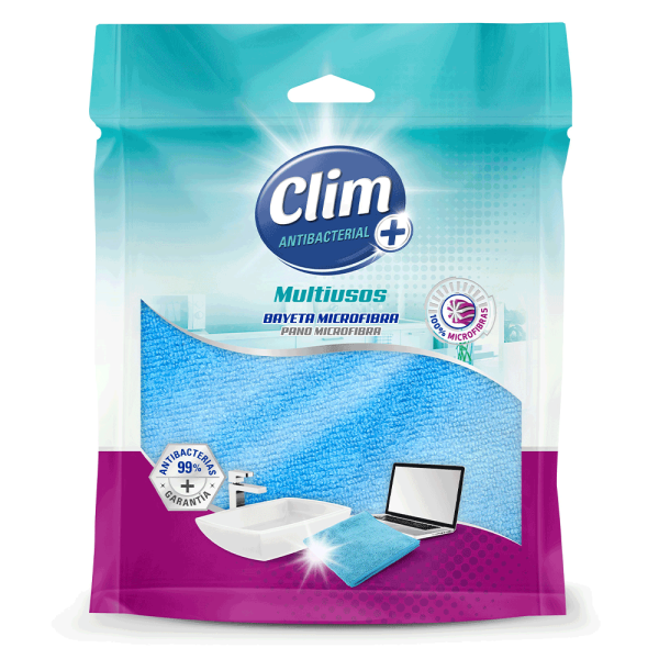 Bayeta Multiusos 100% Microfibra Clim antibacterial. Caja 8 uds