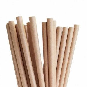 Canudo de papel kraft biodegradável 14,5 cm Packnwood. Pacote 500 unidadesembalagem. Pacote 25 unidades