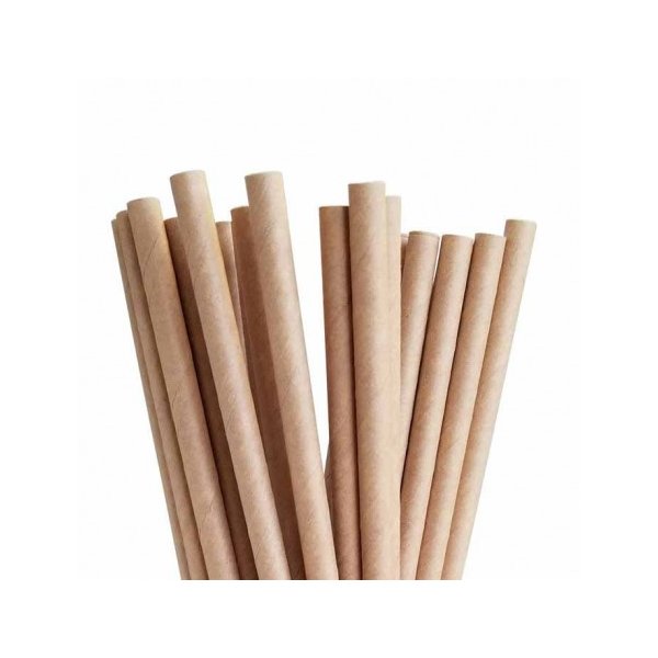 Canudo de papel kraft biodegradável 14,5 cm Packnwood. Pacote 500 unidadesembalagem. Pacote 25 unidades