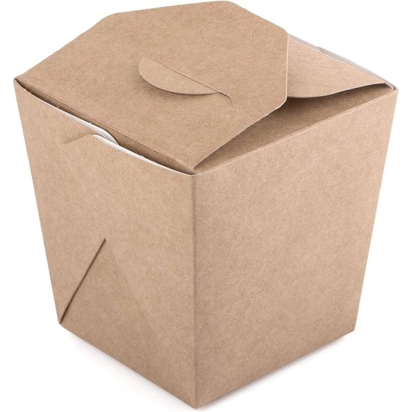 Caja cartón kraft Wok para pastas y fideos 500 ml First pack. Pack 50 uds
