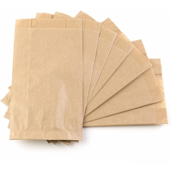 Primeiro embale sacos de papel kraft 14x7 cm. Caixa 1000 unidades