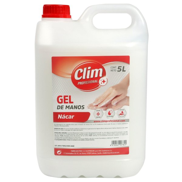 Gel de manos pH neutro. Caja 3 garrafas de 5 L