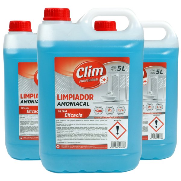 Limpador amoniacal de alta densidade. Caixa 3 garrafas 5L