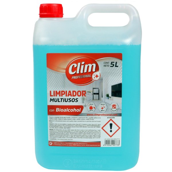 Limpador multiuso com bioálcool. Caixa 3 garrafas 5 litros