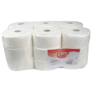 Pacote de 18 rolos de papel higiênico industrial 2 camadas em relevo com pré-corte