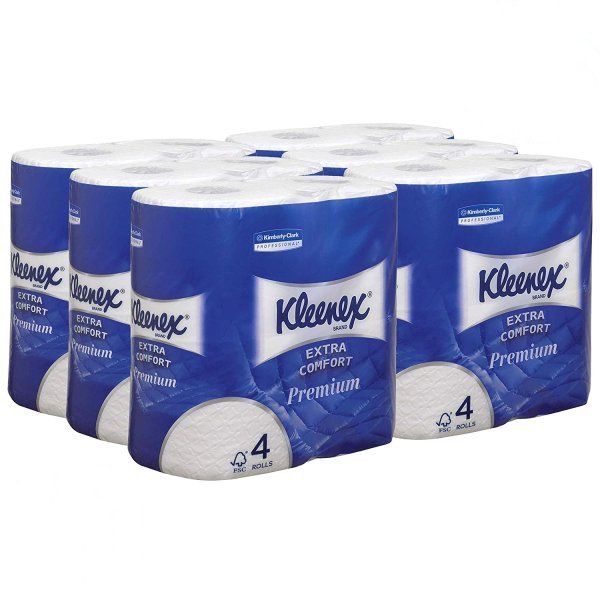 Kleenex Papel higiénico doméstico extra confort premium.  24 rollos