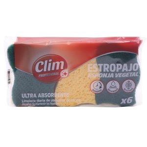 Bucha ultra-absorvente Clim Professional com esponja vegetal. Pacote 18 unidades